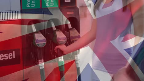 Animation-of-waving-uk-flag-over-petrol-pumps