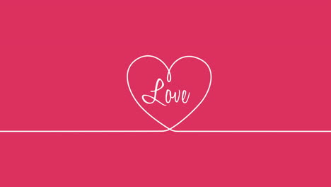 Primer-Plano-Animado-Texto-De-Amor-Y-Movimiento-Romántico-Corazón-Rosa-Sobre-Fondo-Del-Día-De-San-Valentín