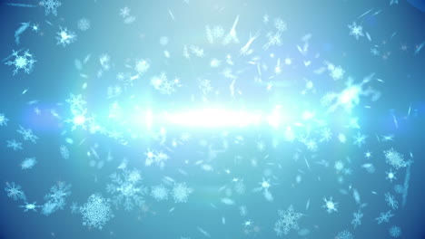 animación de nieve cayendo sobre un fondo azul