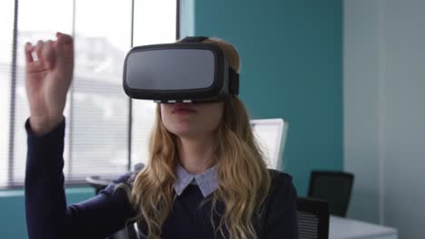 woman wearing vr headset