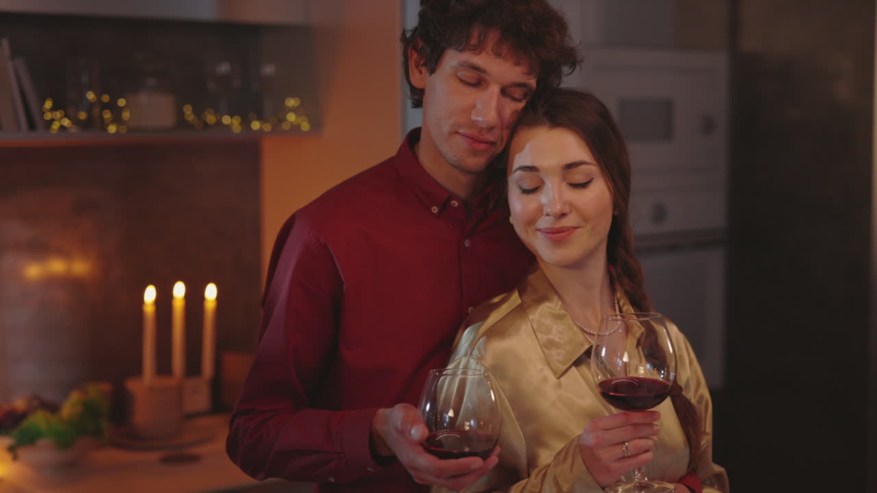 Couple Enjoying a Romantic Evening with Wine
