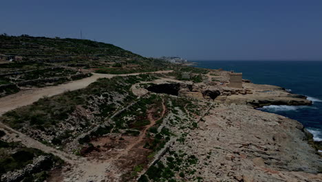 The-Black-Gulf-cave-in-Marsaskala,-Malta,-aerial