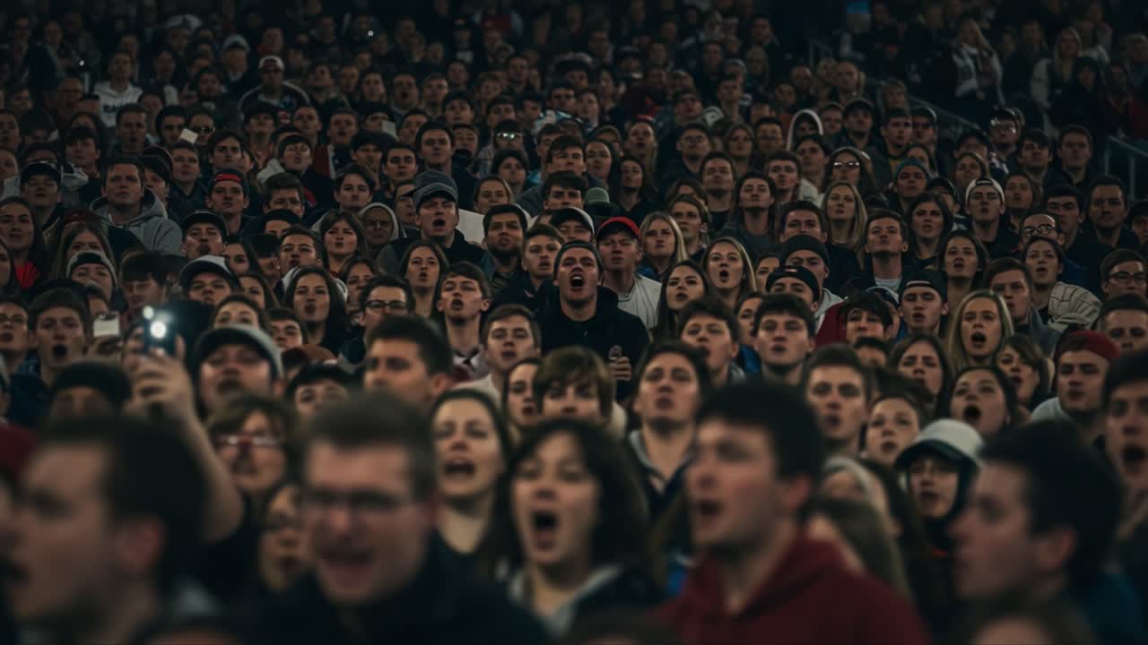 An Enthusiastic Crowd of Fans Expressing Passion and Emotion in a Packed Stadium, Capturing the Energy of the Event as They Cheer and Support Their Team