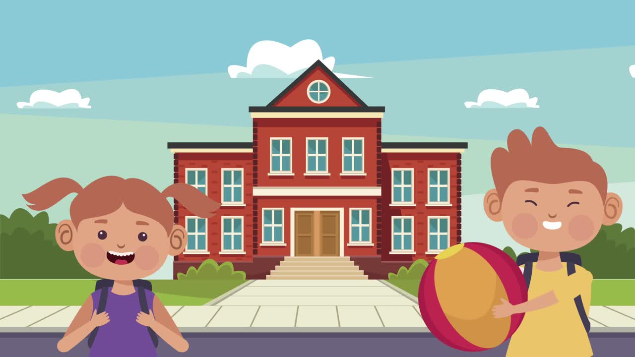 학교 캐릭터에서 귀여운 학생 커플