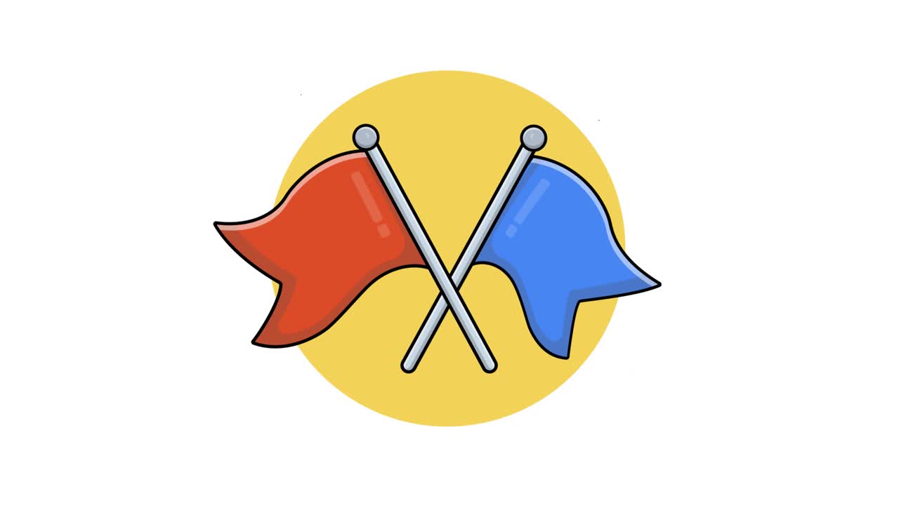 Animated Illustration of Two Crossed Flags