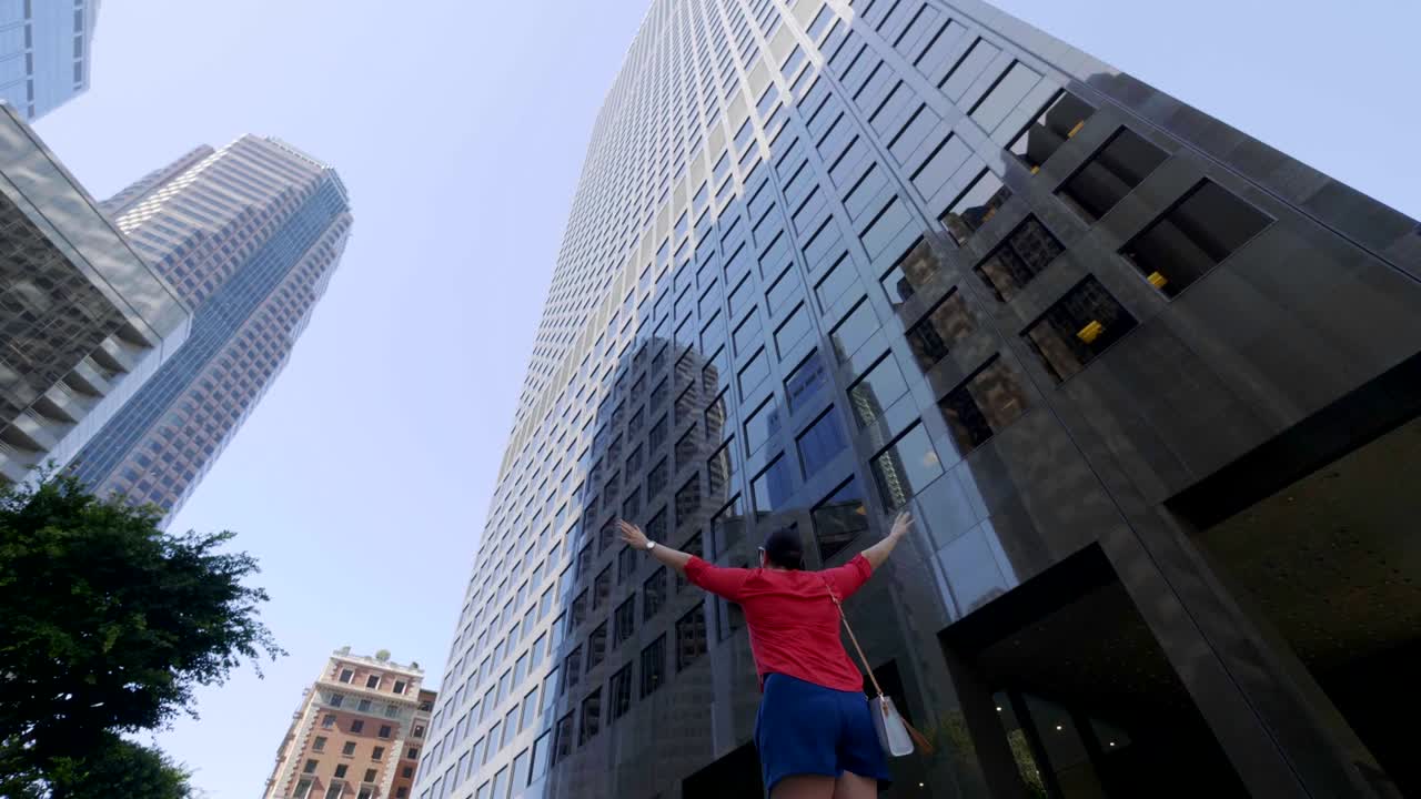 Success and happiness in downtown Los Angeles in 4k slow motion