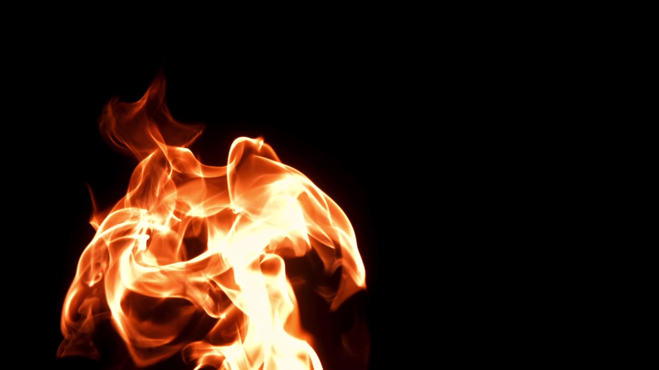 Abstract Fire Flames Dancing Against a Black Background