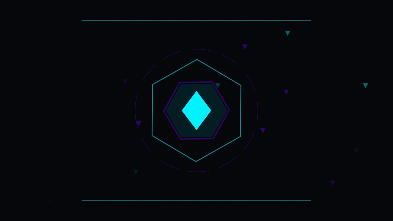 Abstract Geometric Motion Graphic with Rotating Hexagons and Floating Particles