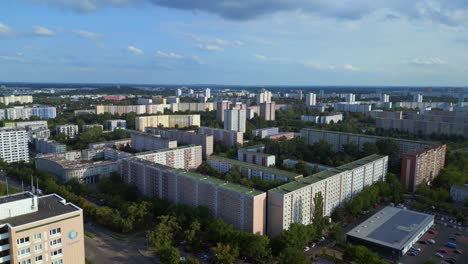 Unbelievable-aerial-top-view-flight-Large-panel-system-building-Apartment,-prefabricated-housing-complex,-Berlin-Marzahn-East-German-summer-2023