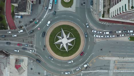 roundabout in the city of genoa, italy