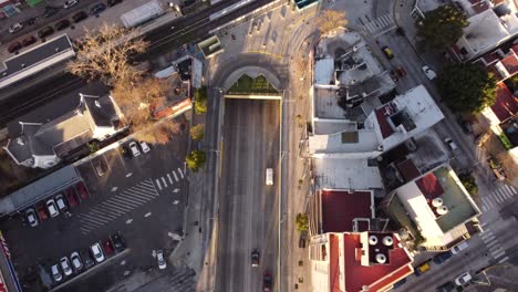 aerial top down view of underground tunnels in buenos aires city