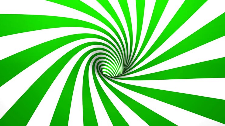 Spirale ipnotica 4K 50fps verde e bianca in loop continuo