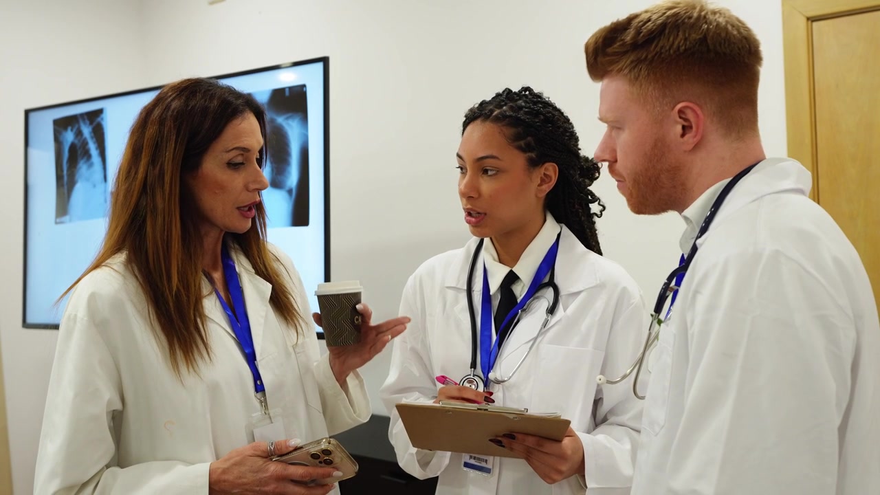 Medical Team Discussing X-ray Images in a Professional Setting