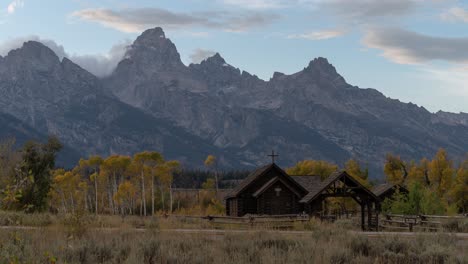 grand teton national park church at sunrise/sunset
