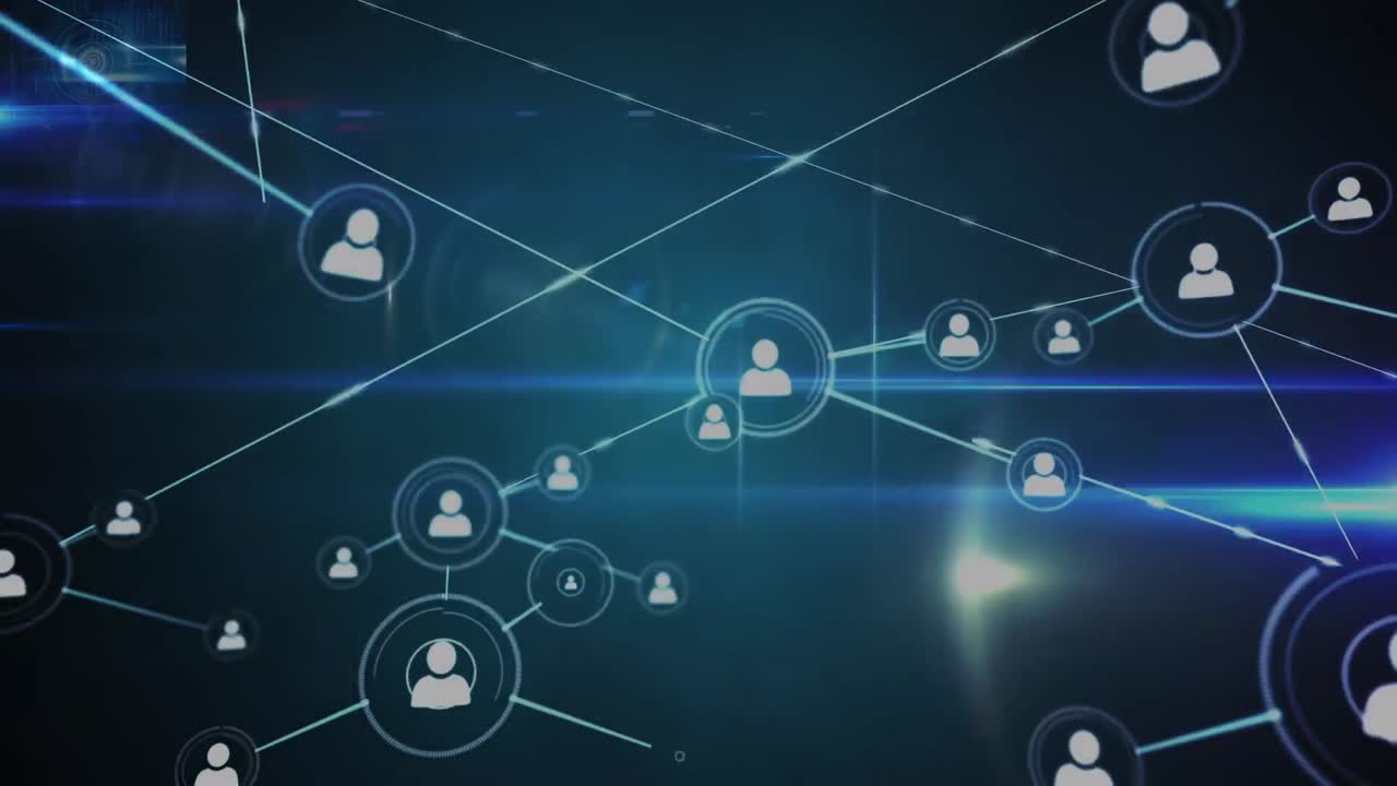 animación de la red de conexiones con iconos sobre fondo naval