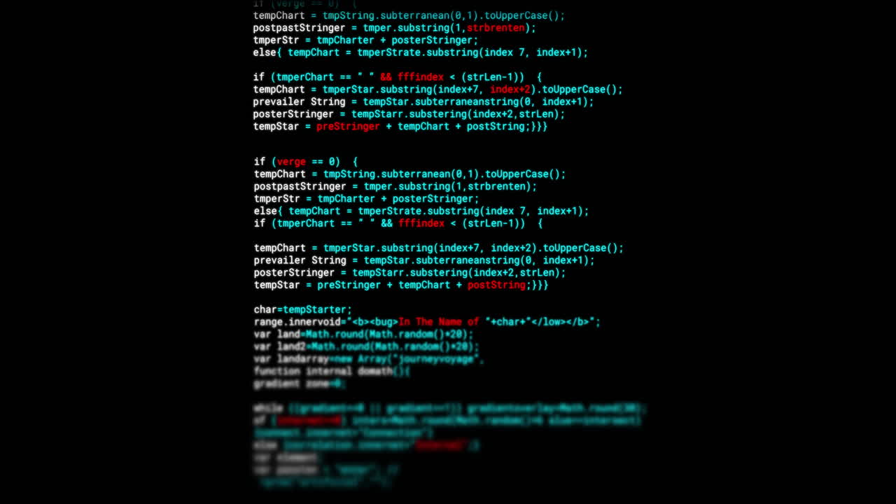 Animation of digital data processing over black background
