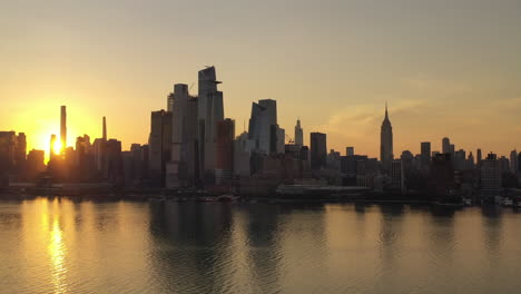 an aerial view of manhattan's westside at sunrise on a clear morning