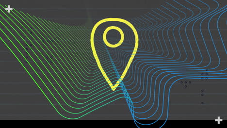 animation of yellow location pin over mesh