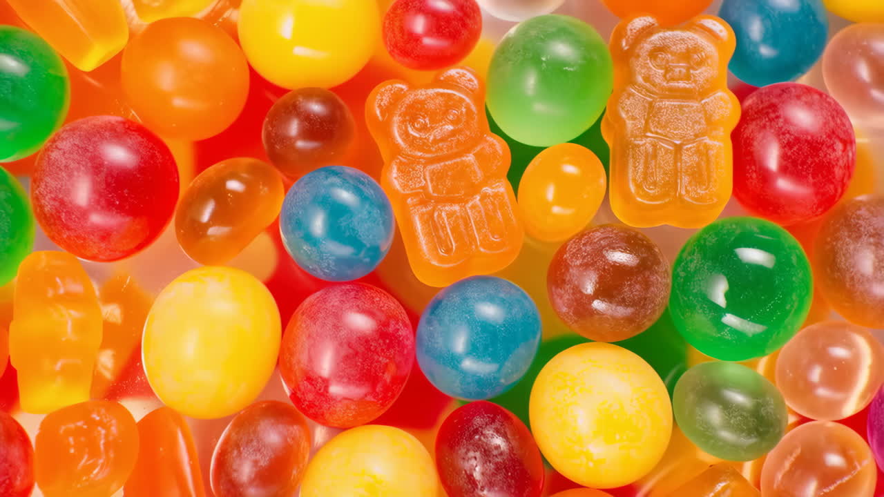 Colorful Assortment of Candies and Gummy Bears