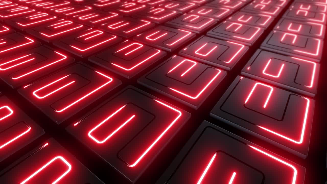 Abstract Geometric Pattern with Red Neon Lines