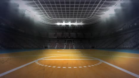 animation of networks of connections over empty basketball court