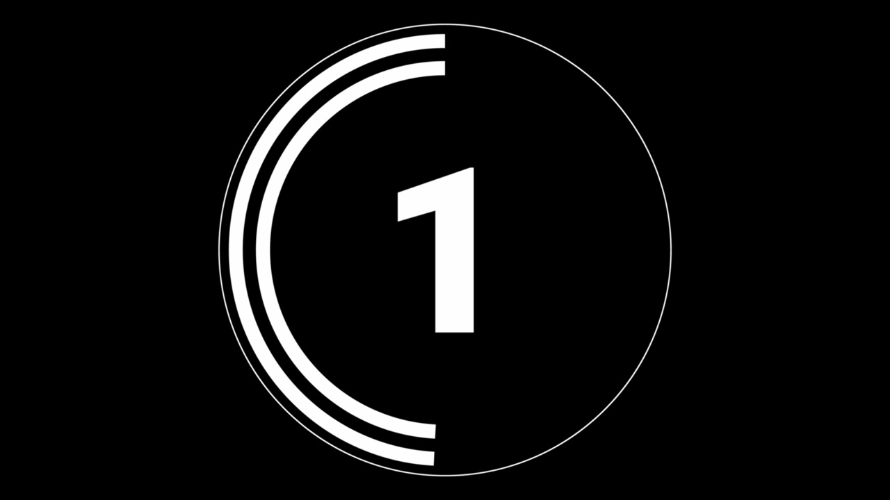 Video animato con sfondo nero che mostra un timer conto alla rovescia di 3.