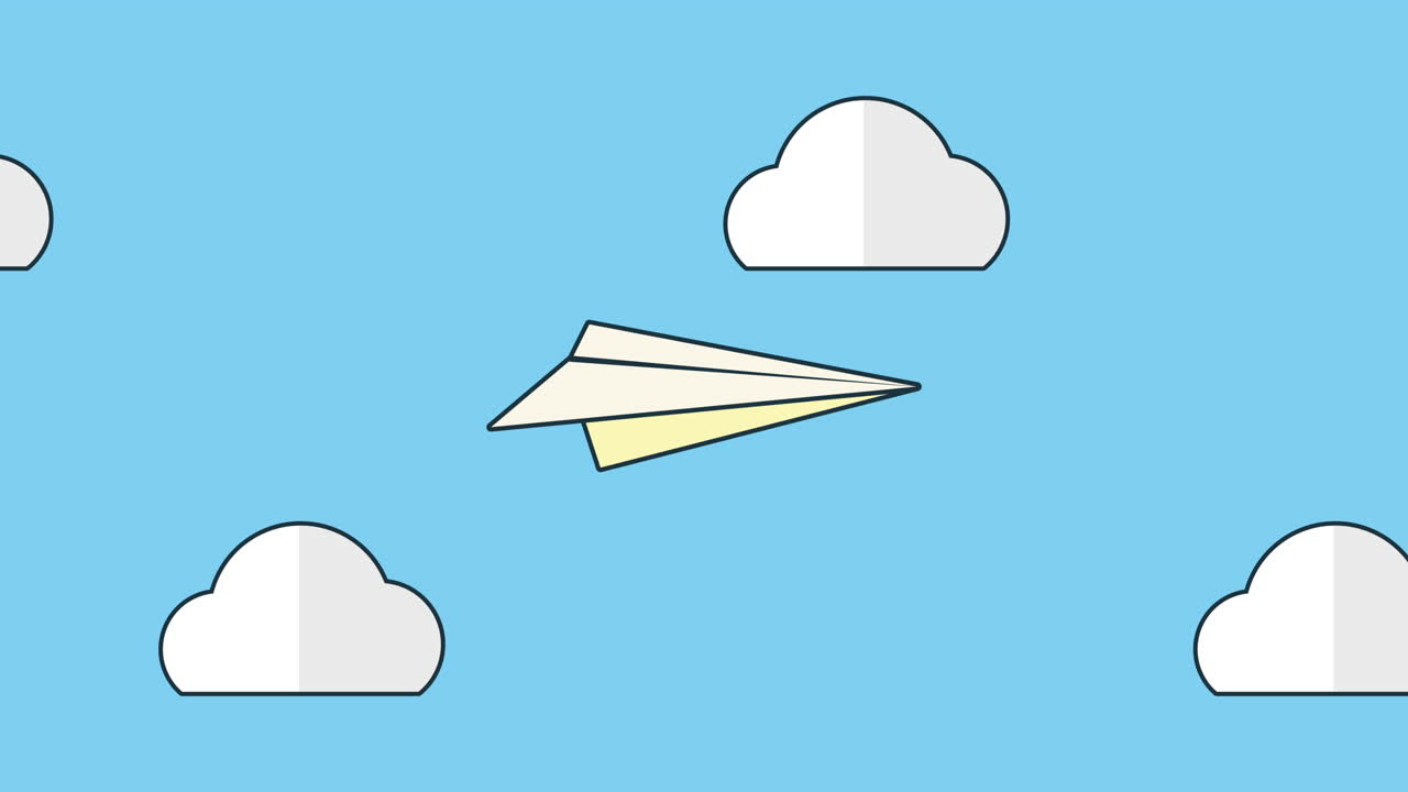 airplane paper flying toy animation