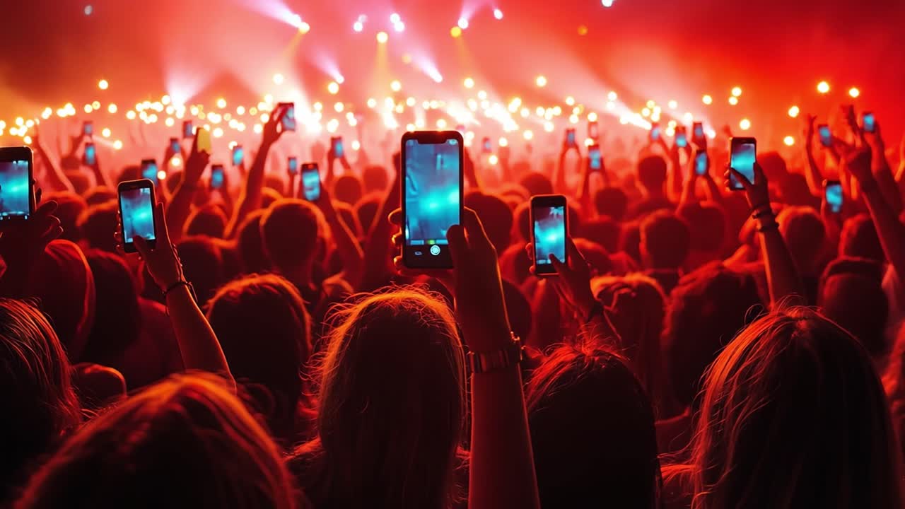 Crowd at a Concert Taking Photos with Phones