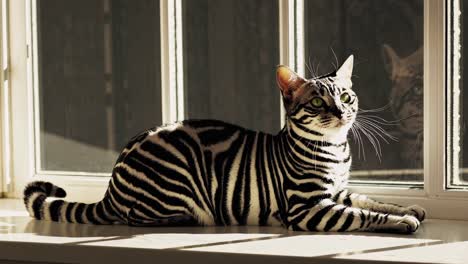 zebra cat by the window