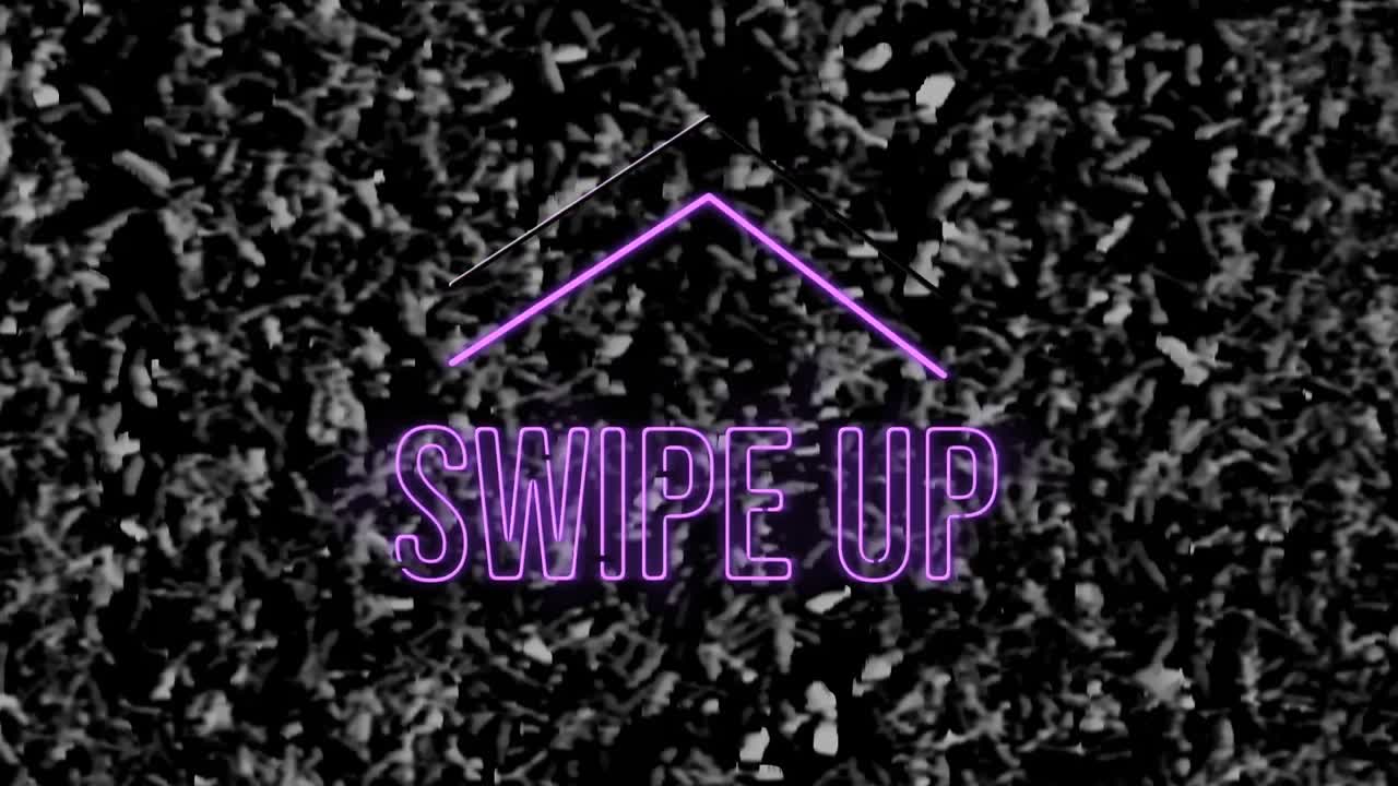 텍스처 된 검은 바탕에 대한 네온 보라색 텍스트 배너의 디지털 애니메이션