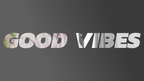 animation of good vibes text over gray background