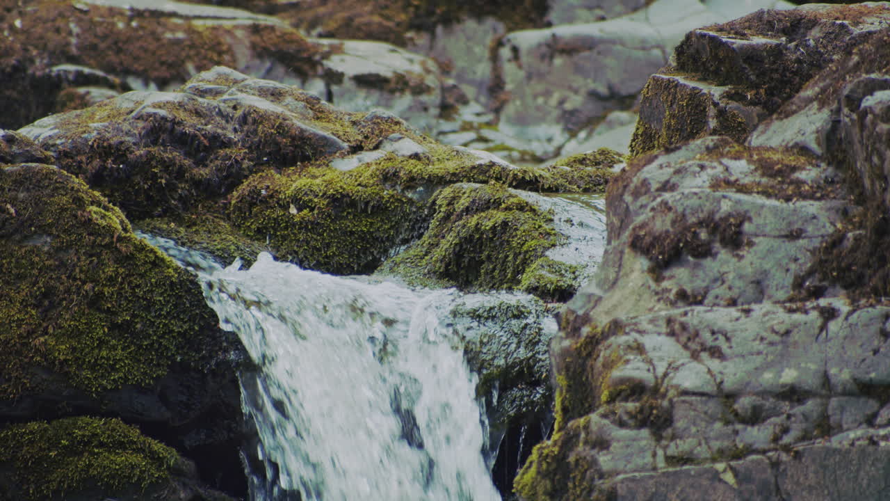 Close up shot of rocky English stream in slow motion