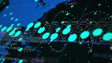 Animación-Digital-Del-Procesamiento-De-Datos-Sobre-El-Mapa-Mundial-Sobre-Fondo-Negro