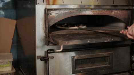 pizza baking in a commercial oven