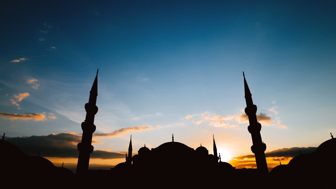 Silhouette of a Mosque at Sunset