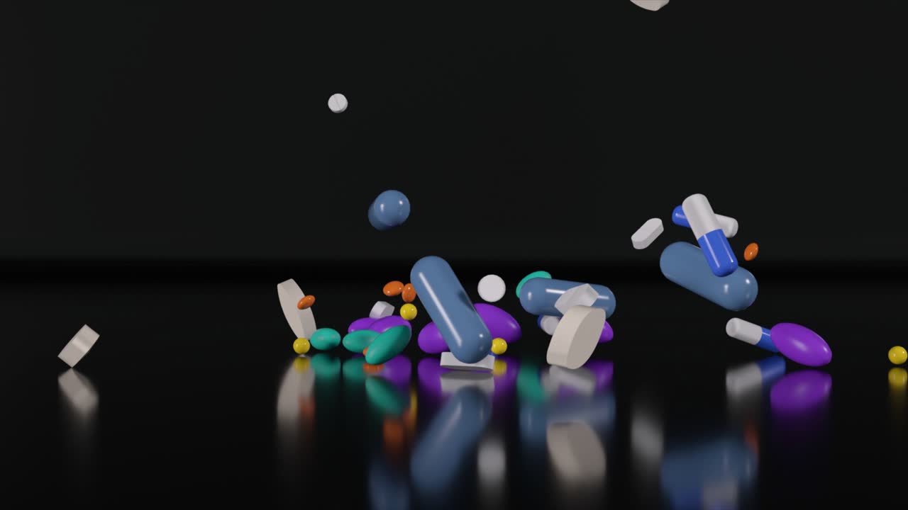 pastillas y cápsulas que caen