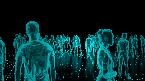 human hologram of people connected, social networks