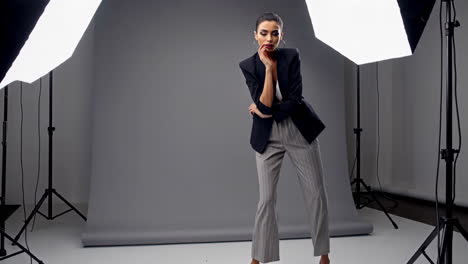 stylish woman in studio portrait