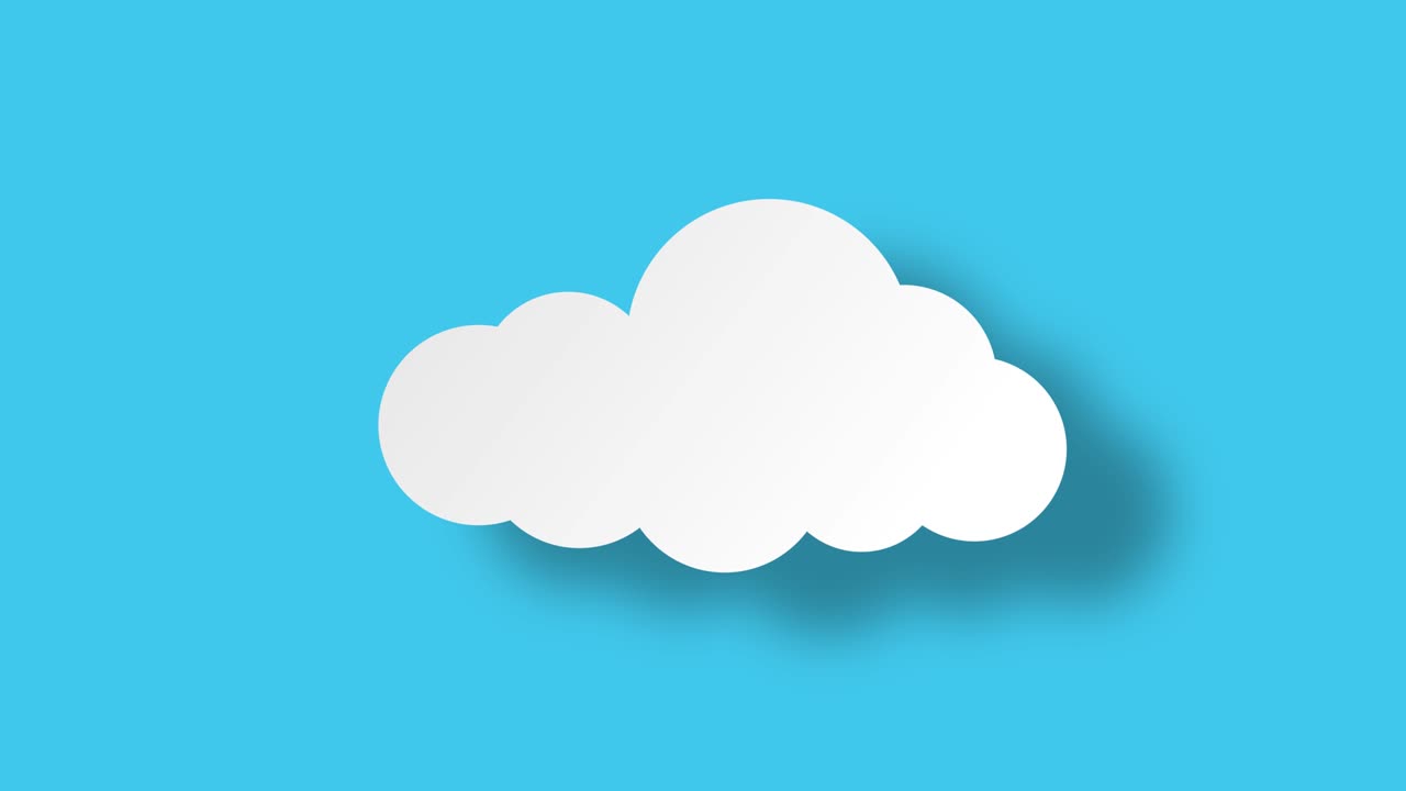 Cloud in flat style with shadow. Flat design. Paper cut style. Loop with alpha channel.