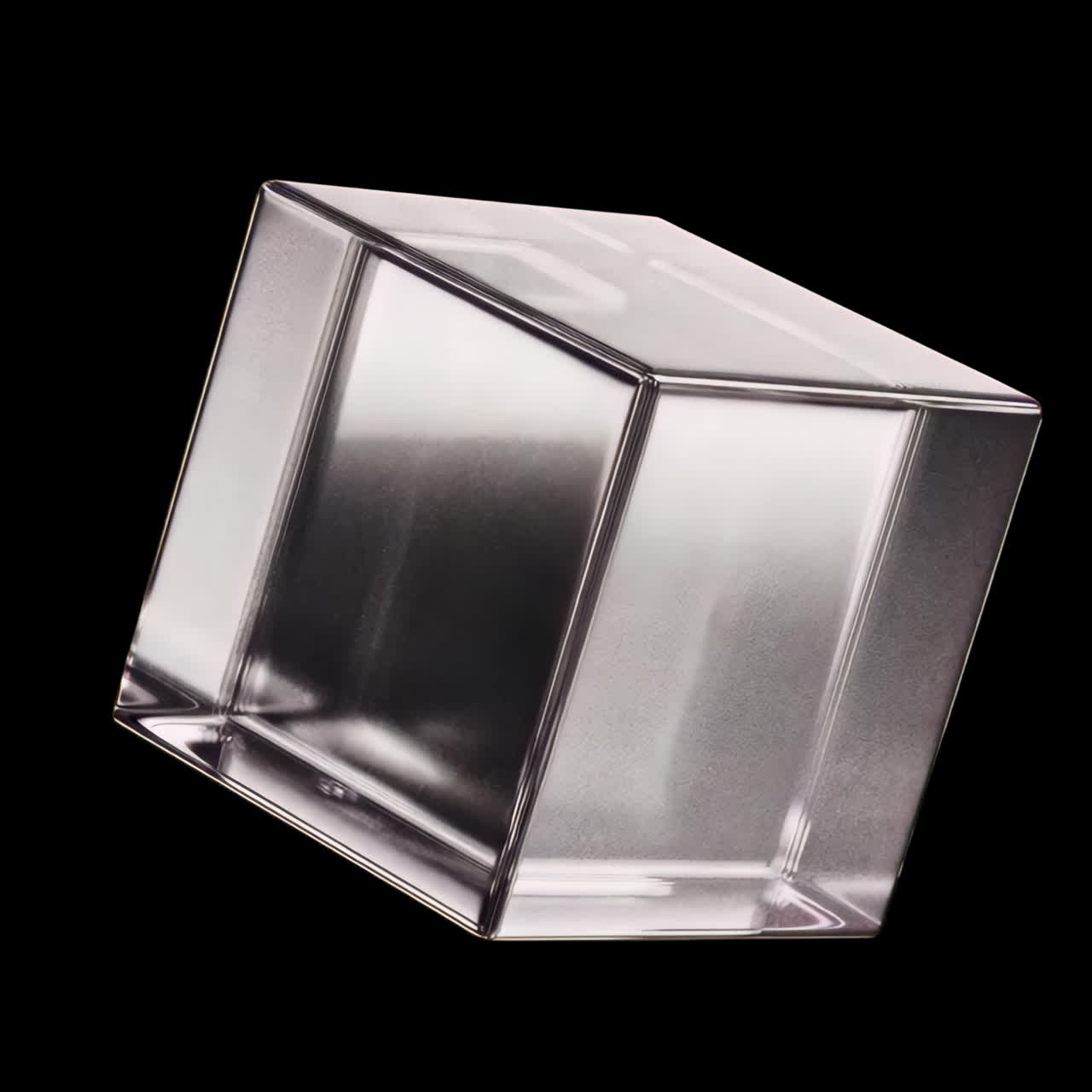 Modern geometric glass cube animation isolated asset, transparent 4K video, alpha channel, ProRes