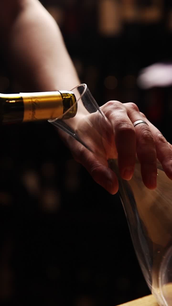 Versare il vino in un decanter