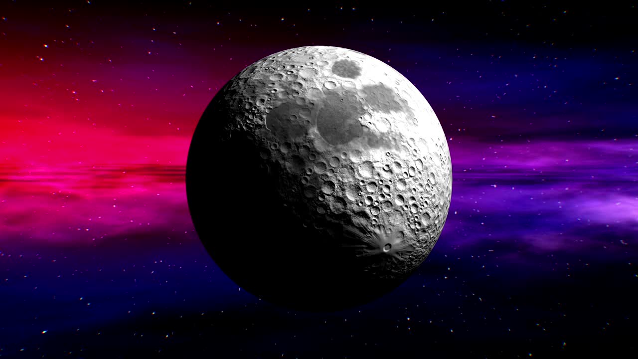 luna en el fondo de la nebulosa espacial