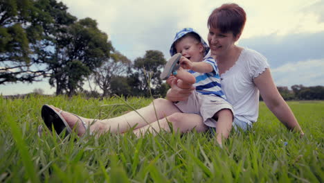 Mother-and-son-playing-outdoors