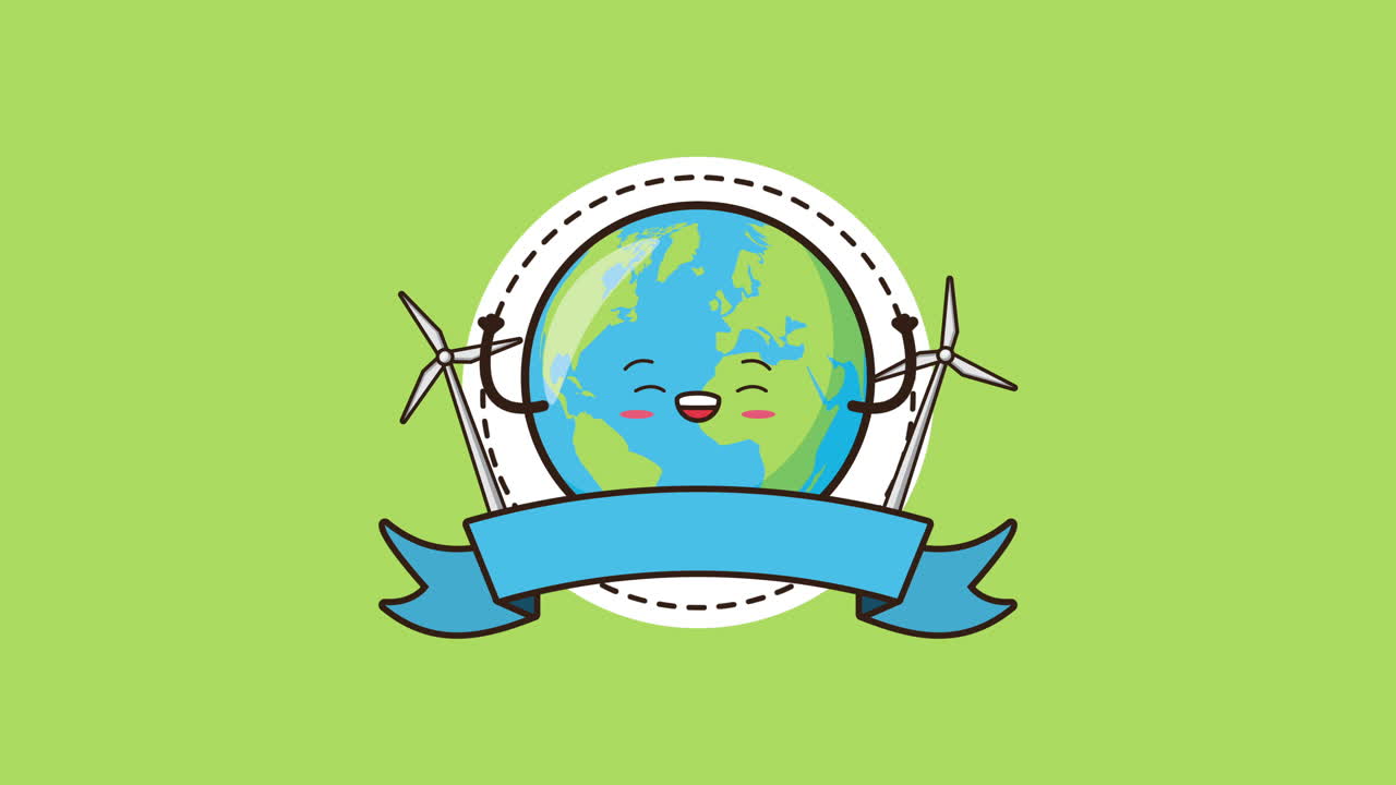 экологически чистая экологическая анимация с характером земли и производством энергии