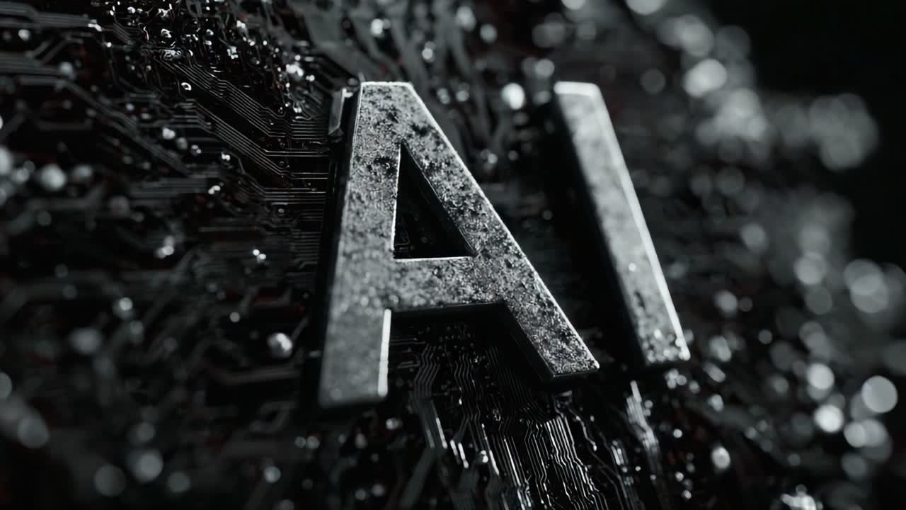 A Close-Up View of a Gleaming AI Symbol Embedded in a Complex Network of Circuitry, Highlighting the Fusion of Technology and Innovation in the Digital Age