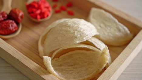 edible bird's nest soup in glass bowl - healthy