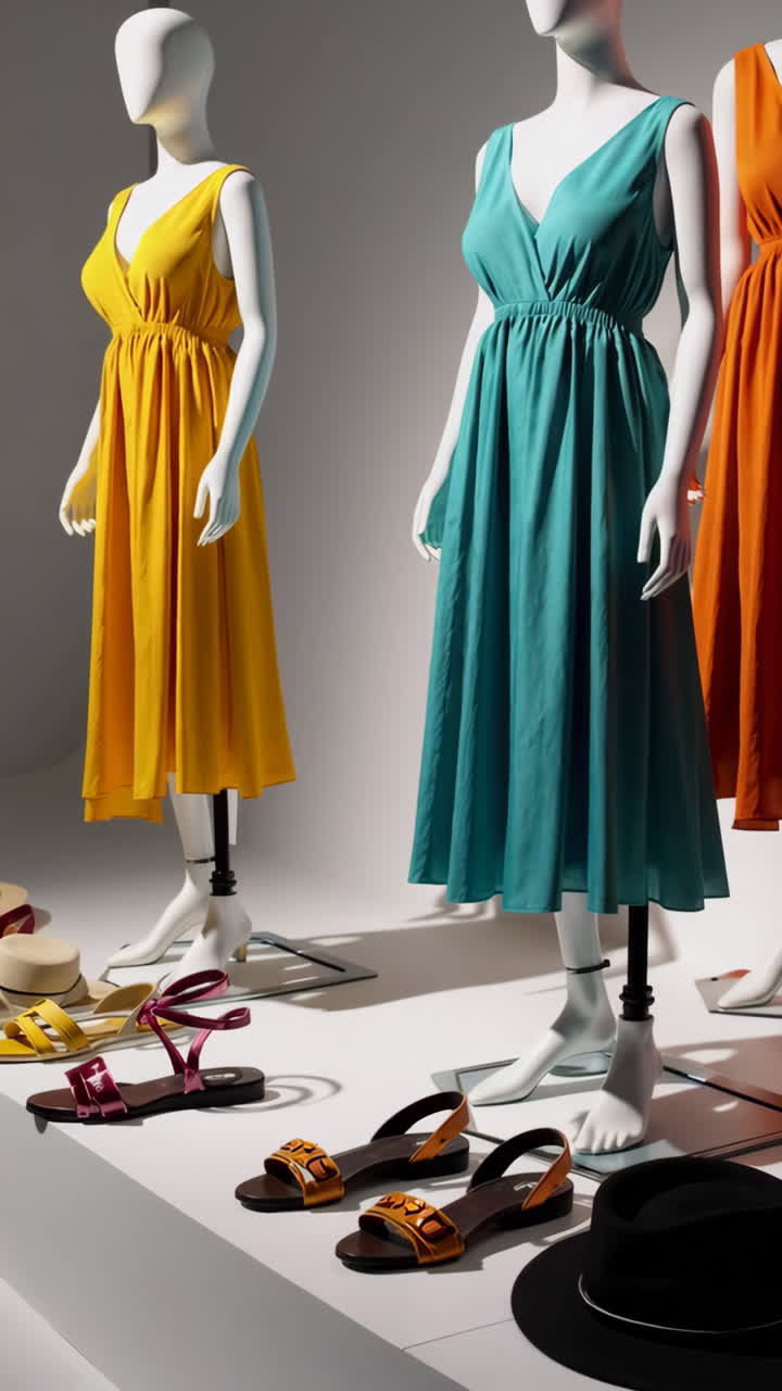Summer Fashion Display with Dresses and Sandals