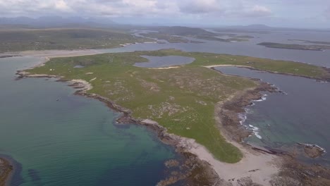 aerial overview of omey island on ireland west coast