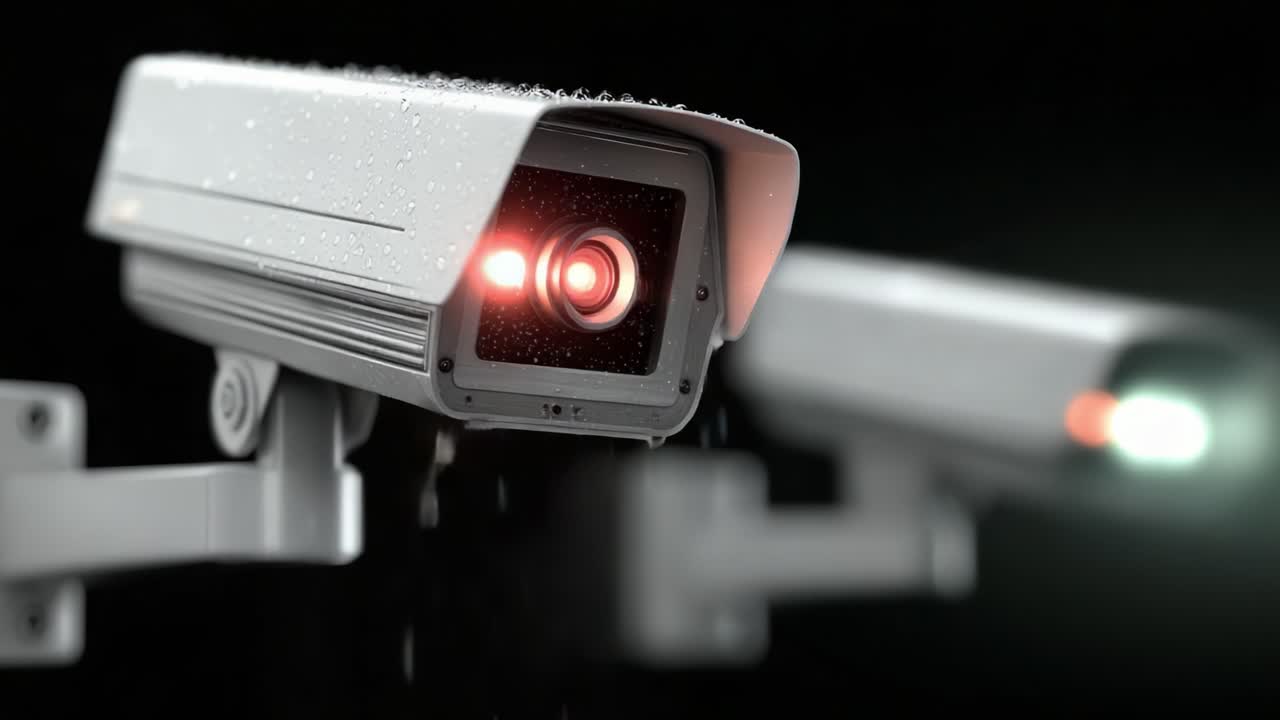 Surveillance Technology: High-Definition Security Cameras Capturing High-Stakes Footage with LED Indicators for Enhanced Video Monitoring