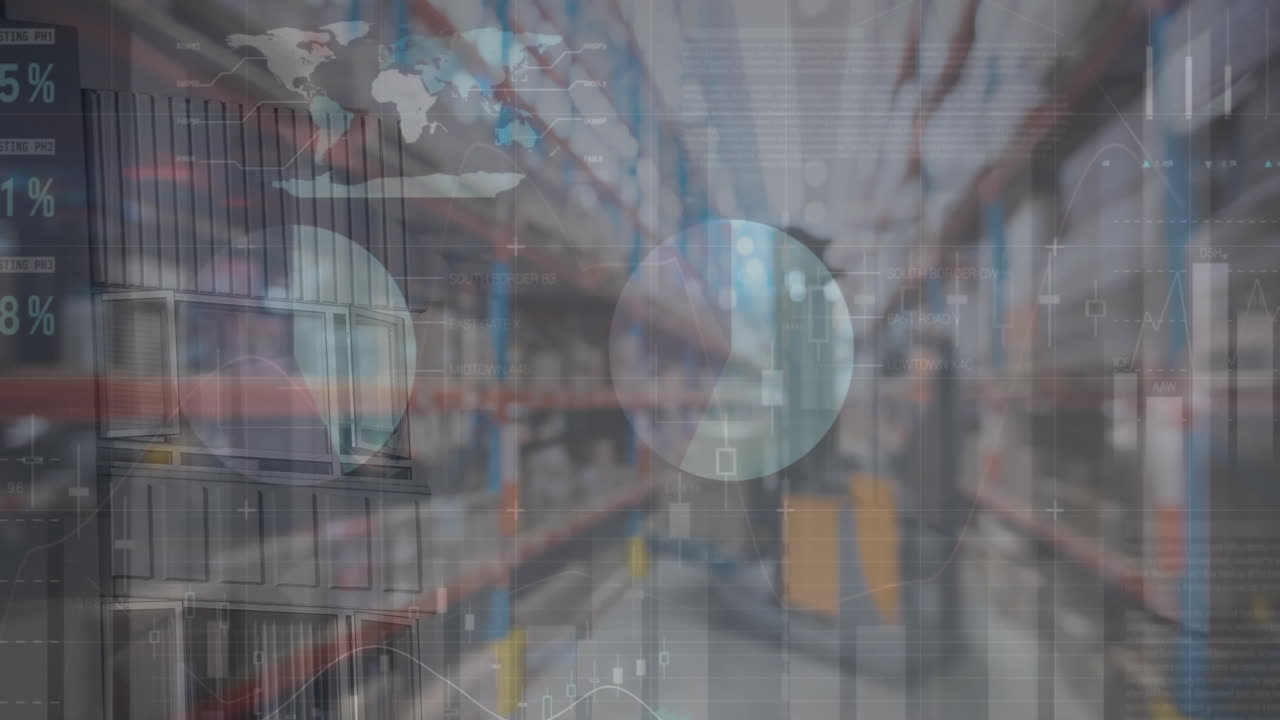 Animation of financial data processing over warehouse